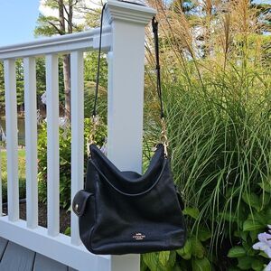 COACH PENNIE Pebbled Leather Crossbody Shoulder Bag,  BLACK H2222-6152